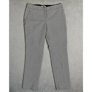 Dalia Collection Pants 6 Small Check Slim Leg Stretch Knit Low Rise Black White